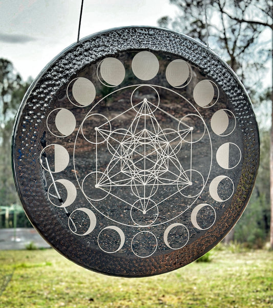 36" Hematite Moon Phases Gong