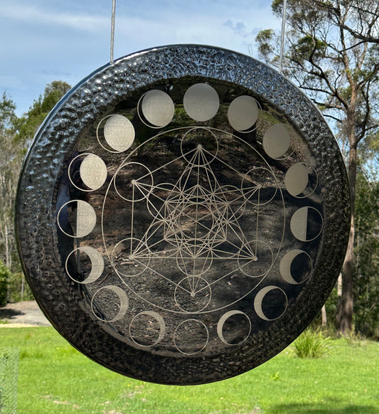30" Metatrons Cube Moon Phase Gong