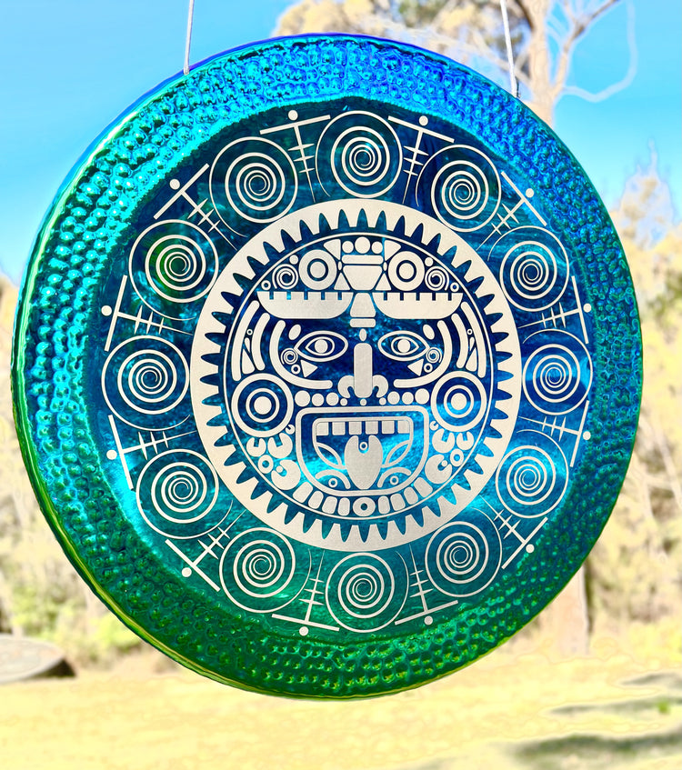 36" Emerald Mayan Sun Gong