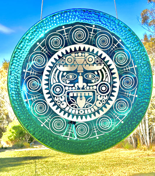 36" Emerald Mayan Sun Gong