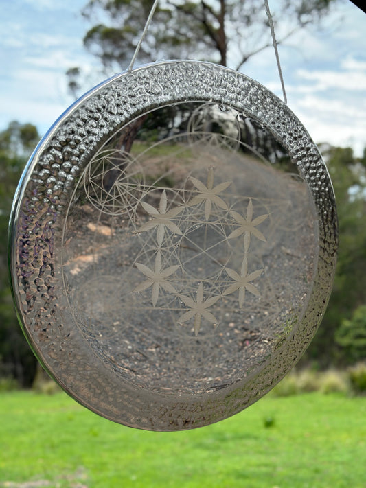 28 " Silver Metatron Flower of Life Gong