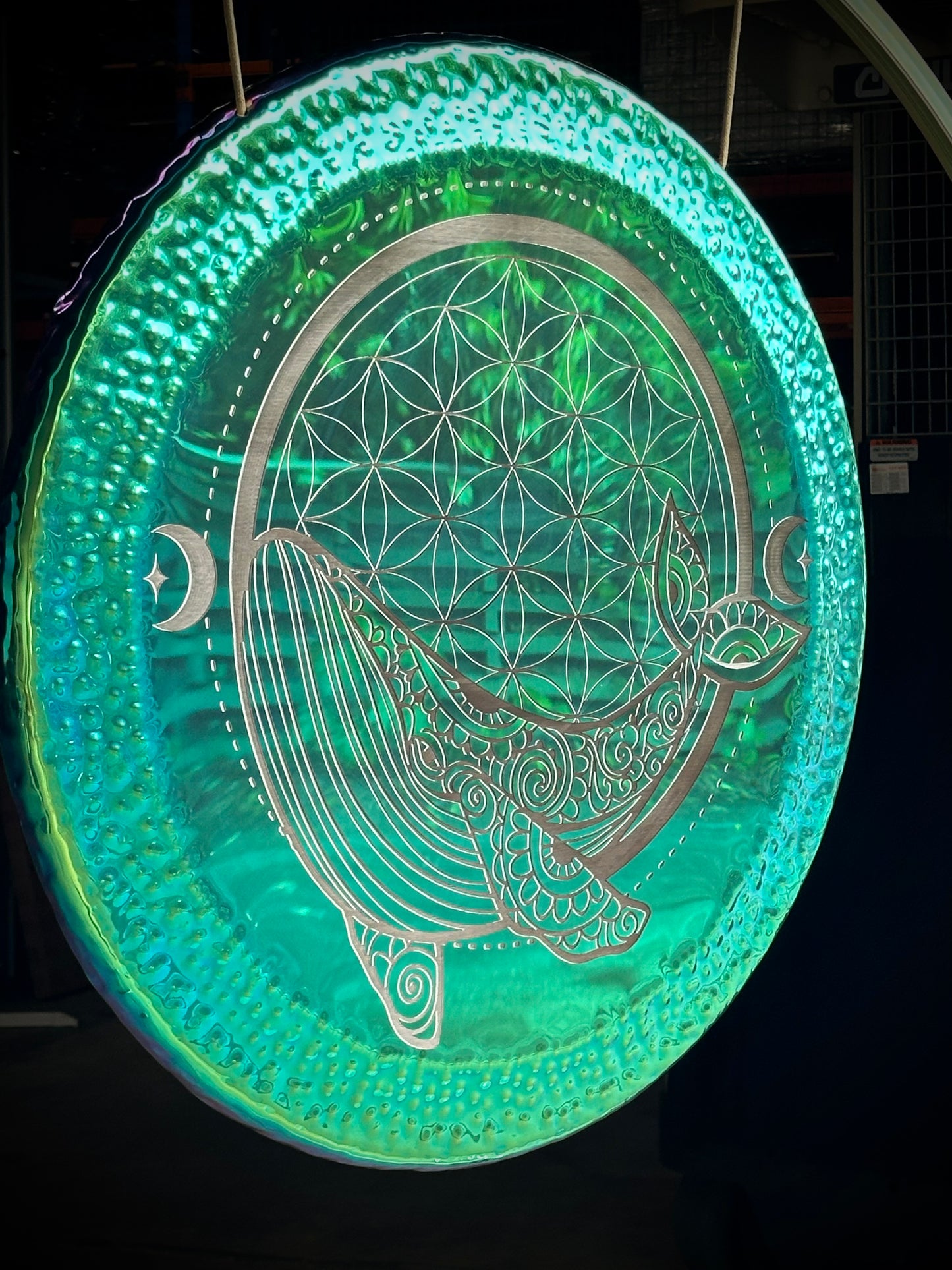 34" Emerald Whale Flower of Life Gong