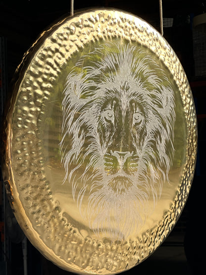 34" Golden Lions Gate Portal Gong